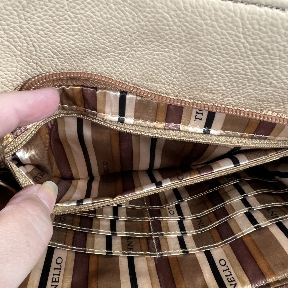 Cream & Brown Tignanello Handbag Crossbody Two Tone Multiple Pocket Classic Chic - Picture 6 of 11